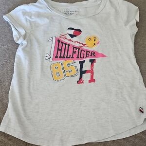 Tommy Hilfiger Kids White Graphic Tee with Red and Yellow Accents